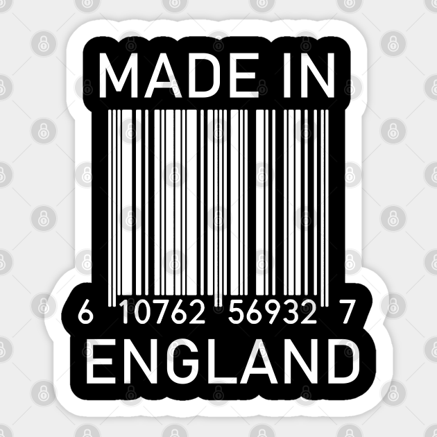 MADE IN ENGLAND Barcode Made In England Sticker TeePublic